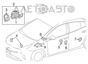 Airbag sensor front left Toyota Prius 50 16-22