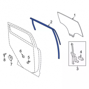 Upper rear left door molding for Ford C-max MK2 13-18 with glass seal, matte black