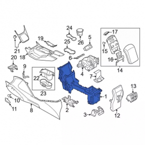 Central console armrest Ford C-max MK2 13-18 black, missing socket cover