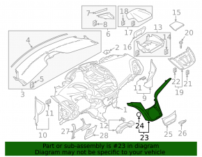 Ford C-max MK2 13-17 lower center dashboard trim, gloss black, 2 pieces, scratches