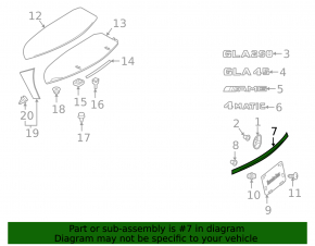 Mercedes GLA 15-20 trunk door molding chrome