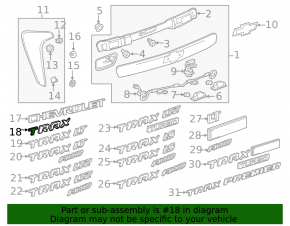 Emblem inscription TRAX tailgate Chevrolet Trax 17-22