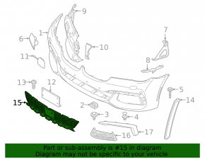 Lower grille front bumper central BMW 7 G11 G12 16-19 without radar, M-Sport