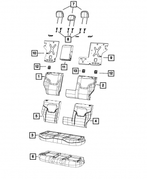 Jeep Renegade 15-20 rear seat backrest, 2nd row, left, black, with belt, for cleaning