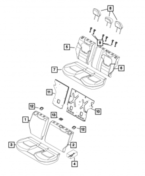 Jeep Renegade 19-23 rear center headrest, black leather