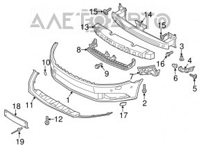 Bare front bumper for VW CC 09-12 with parking sensors, without washers