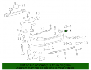 Right rear bumper plug for hook Lexus LS460 LS600h 07-12