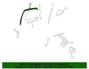 Glass seal rear right Lexus LS460 LS600h 07-12