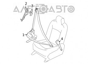 Driver seat belt with tensioner Nissan Rogue 21-23 gray US built