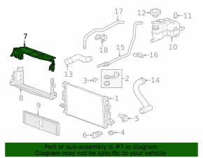 Upper radiator deflector Chevrolet Volt 16-