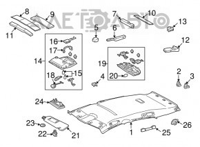 Left visor for Lexus RX350 RX450h 10-15, gray, without hook