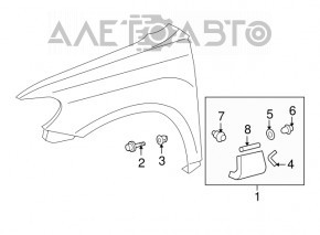 Lower front left wing trim Toyota Highlander 08-10 prerest cracked