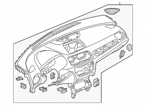 Torpedo front panel without AIRBAG Audi Q3 8U 15-18 black with gray overlays
