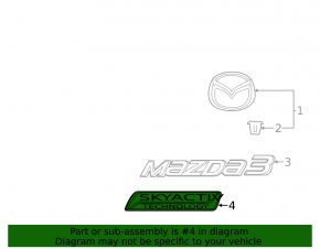 Emblem inscription SKAYACTIV trunk lid Mazda 3 14-18 BM