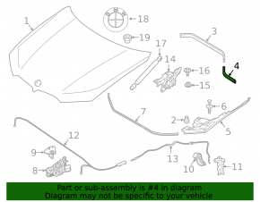 BMW X5 G05 19-24 rear left hood seal on the windshield wiper grille