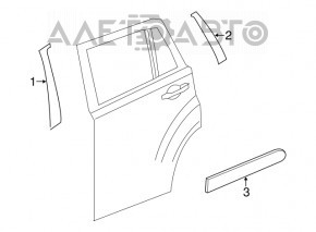 Jeep Compass 11-16 lower rear right door trim structure