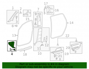 Front pillar trim lower left Toyota Sequoia 08-16 black, worn