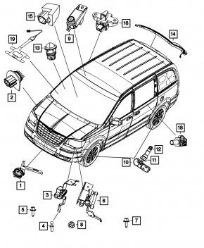 Trunk lid tilt sensor right Dodge Grand Caravan 11-20 electric