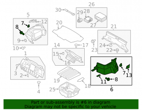 Left arch trim for Hyundai Sonata 11-14, black, without cap