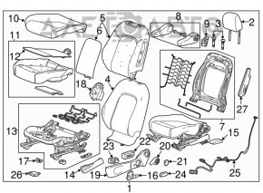 Driver's seat Buick Encore 13-16 without airbag, cloth gray