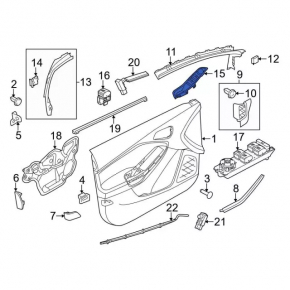 Overlay control window front right Ford Focus mk3 11-18 structure