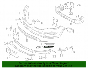 Molding chrome front bumper right Lincoln MKC 15-19
