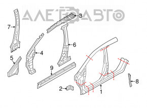 Nissan Leaf 13-17 graphite center left pillar