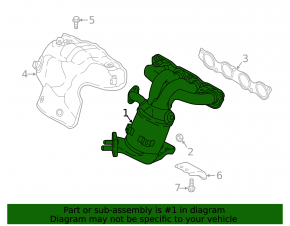 Exhaust manifold with catalytic converter for Kia Niro 17-22 HEV, PHEV
