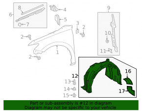 Front right mudguard Toyota Camry v70 18-24 L/LE/XLE