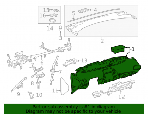 Torpedo front panel with AIRBAG Toyota Prius 50 16- black with gray