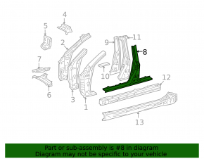 Body pillar central right Lexus GS300 GS350 GS430 GS450h 06-11 sawed off dented