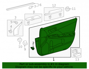 Front left door trim panel for Toyota Camry v50 12-14 USA, beige, with handle, with armrest, beige rubber, scratches, needs cleaning
