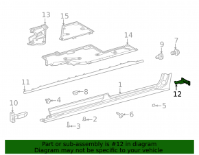 Rear left threshold mudguard Toyota Sienna 21-25