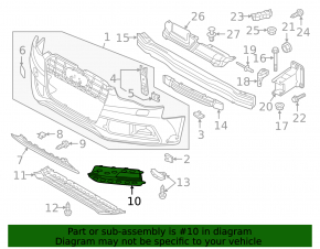 Front bumper grille left Audi A5 13-16 under fog lights