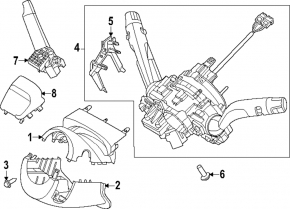 Hyundai Santa Fe 2020 2021 steering column switch assembly with cable, non-heated, for high beams, gray