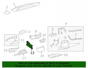 Dashboard trim lower central right Toyota Prius 50 16- black, for large display