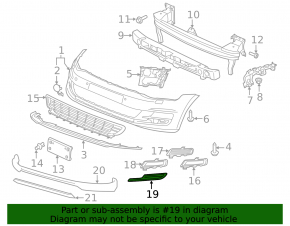 Front bumper grille left VW Golf 15-17 without chrome