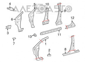 Lexus Hs250h 10-12 right center pillar