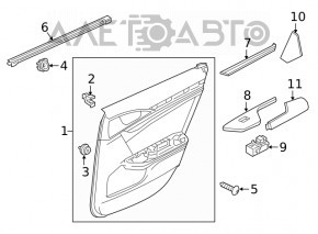 Honda Civic X FC 16-21 4D rear left door panel, black cloth with beige insert