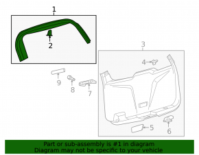 Upper tailgate trim Ford Explorer 16-19 black, broken fasteners