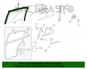 Rear left window seal for Mercedes W221
