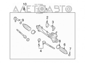 Lexus RX400h 06-09 steering rack without rods