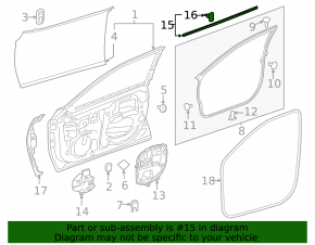 Front left lower door seal for Lexus ES250 ES300h ES350 19-26