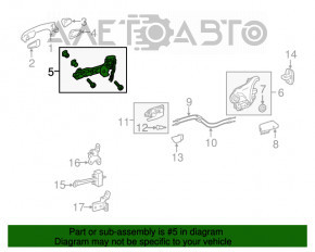 Rear left door handle mechanism Toyota Highlander 14-19