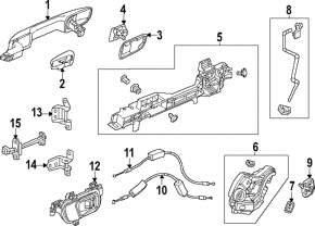 Rear left door handle mechanism Honda Accord 23-