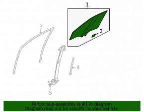 Front left door glass for a 13-15 Honda Accord