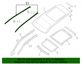 Roof lining left Infiniti JX35 QX60 16-20 rest, without panorama