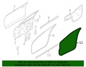 Door seal front left Nissan Altima 19-20