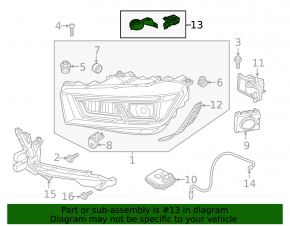 Upper right headlight mount for Audi Q5 80A 18-20 LED