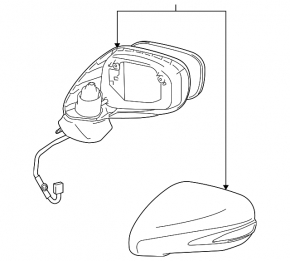 Side mirror right Lexus IS250 IS350 06-13 10+4 pins white, turn signal, backlight, heating